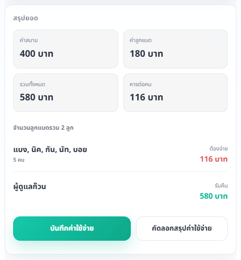 ภาพประกอบขั้นตอน: ตรวจยอดรวมและยอดต่อคน