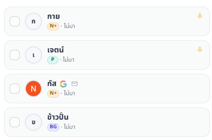 รายชื่อผู้เล่นในโหมดระดับละเอียด แสดง Badge BG N+ และ P